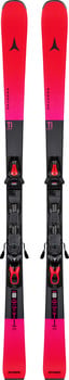 Atomic-Ski mit schwarzen Bindungen und rot-pinkem Design.