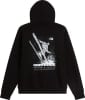 Schwarzer Hoodie mit Kapuze und Aufdruck eines Skifahrers und des The North Face Logos.