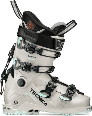 Damen-Skischuh Tecnica Decoy 105 W in Beige mit blauen Akzenten. Damen-Skischuh Tecnica Decoy 105 W in Beige mit blauen Akzenten.