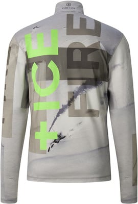 Graues Herren-Langarmshirt mit Skifahrer-Print und FIRE+ICE-Logo.
