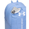 Világoskék hátizsák fehér Under Armour logóval és telefontartó zsebbel.