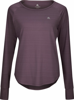 Damen-t-shirt in Dunkelviolett mit langen Ärmeln und Markenlogo. Damen-t-shirt in Dunkelviolett mit langen Ärmeln und Markenlogo.