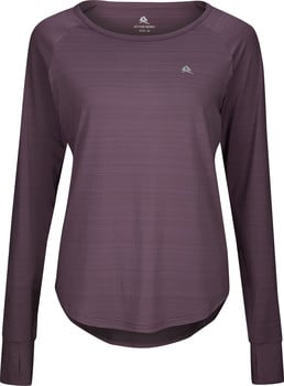 Damen-t-shirt in Dunkelviolett mit langen Ärmeln und Markenlogo.
