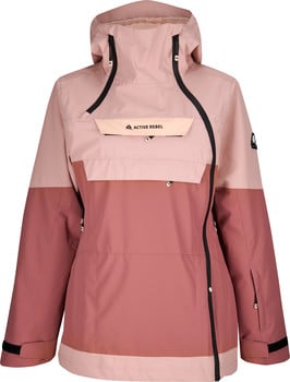 Rosa Damen Anorak Jacke mit Kapuze und großer Fronttasche.