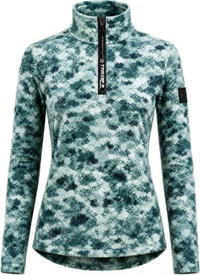 Damenpullover mit digitalem Camouflage-Muster und kurzem Reißverschluss.