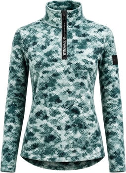 Damenpullover mit digitalem Camouflage-Muster und kurzem Reißverschluss.