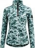 Damenpullover mit digitalem Camouflage-Muster und kurzem Reißverschluss.