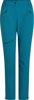 Blaue Damen-Outdoorhose mit Reißverschlusstaschen.