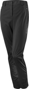 Schwarze Sporthose mit Löffler-Logo, Reißverschluss und Knopfverschluss.