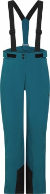 Damen-Ski-Latzhose in Dunkeltürkis mit schwarzen Trägern. Damen-Ski-Latzhose in Dunkeltürkis mit schwarzen Trägern.