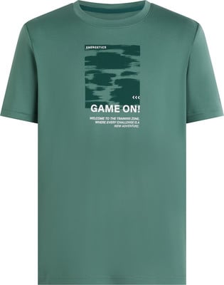 Zöld póló nyomtatással és a "GAME ON!" felirattal. Zöld póló nyomtatással és a "GAME ON!" felirattal.