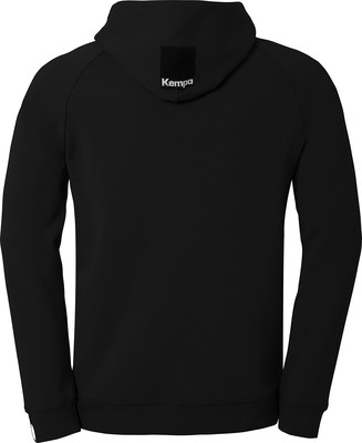 Schwarzer Kapuzenpullover mit Kempa-Logo auf dem Rücken.