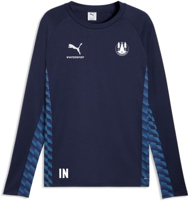 Dunkelblaues Puma Langarmshirt mit Vereinswappen und IN-Schriftzug.