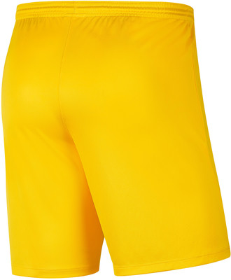 Goldene Shorts mit elastischem Bund, von hinten gezeigt.