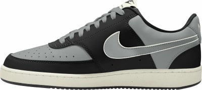 Šedé a čierne pánske voľnočasové topánky Nike s bielou podrážkou.