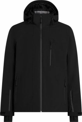 Schwarze Herren-Winterjacke mit Kapuze und mehreren Reißverschlusstaschen. Schwarze Herren-Winterjacke mit Kapuze und mehreren Reißverschlusstaschen.