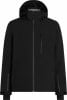 Schwarze Herren-Winterjacke mit Kapuze und mehreren Reißverschlusstaschen.