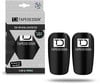 Schwarze TAPEDESIGN MINI PRO Schienbeinschoner mit Logo.