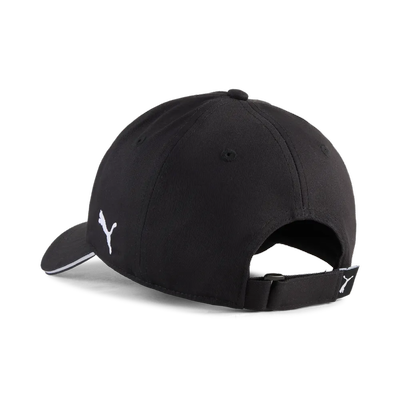 Schwarze Puma-Cap mit weißem Logo und verstellbarem Riemen hinten. Schwarze Puma-Cap mit weißem Logo und verstellbarem Riemen hinten.