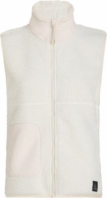 Beige Fleeceweste mit hohem Kragen und Reißverschluss. Beige Fleeceweste mit hohem Kragen und Reißverschluss.