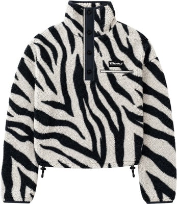 Damen Fleece Crop Pullover mit Zebra-Muster und hohem Kragen. Damen Fleece Crop Pullover mit Zebra-Muster und hohem Kragen.