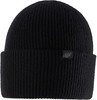 Schwarze Rippstrickmütze mit 4F-Logo auf dem Etikett.