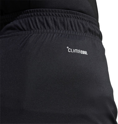 Schwarzer Stoff mit Climacool-Logo und elastischem Bund. Schwarzer Stoff mit Climacool-Logo und elastischem Bund.