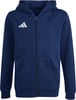 Eine dunkelblaue Herren-Kapuzenjacke mit Adidas-Logo auf der Brust.