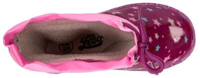 Mädchen-Gummistiefel mit rosa Rand und Sternen, innen warm gefüttert. Mädchen-Gummistiefel mit rosa Rand und Sternen, innen warm gefüttert.