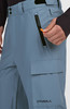 Detail einer Herren-Skihose mit Cargotasche und Reißverschluss.