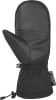 Schwarze Fäustlinge mit Lederdetails und verstellbarem Bund.