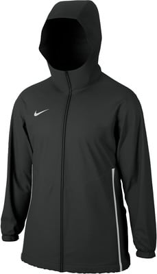 Schwarze Nike Herrenjacke mit Kapuze und weißem Logo.