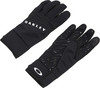 Schwarze Oakley-Handschuhe mit Logo auf dem Handrücken und griffigen Elementen an der Handfläche.