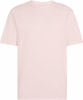 Ein rosafarbenes T-Shirt mit kurzen Ärmeln und Rundhalsausschnitt.