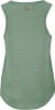 Grünes Damen-Tanktop ohne Ärmel mit Logo auf dem Rücken.