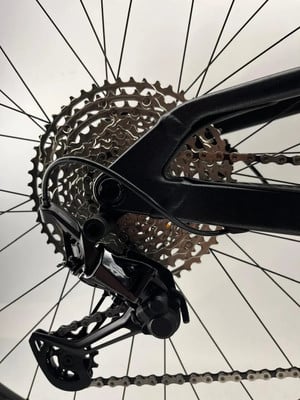Schaltwerk eines Mountainbikes mit Kassette und Kette. Schaltwerk eines Mountainbikes mit Kassette und Kette.