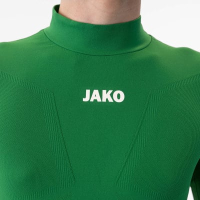 Grünes Langarmshirt mit weißem JAKO-Logo auf der Brust.