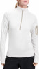 Weißes Damen-Fleece mit Stehkragen und kurzem Reißverschluss.