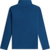 Blauer Fleece-Pullover mit langen Ärmeln und hohem Kragen.