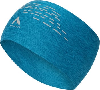 Blaues McKinley Stirnband mit reflektierenden Elementen und Markenlogo.