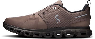 Brauner On-Laufschuh mit schwarzer Sohle und OC-Logo.