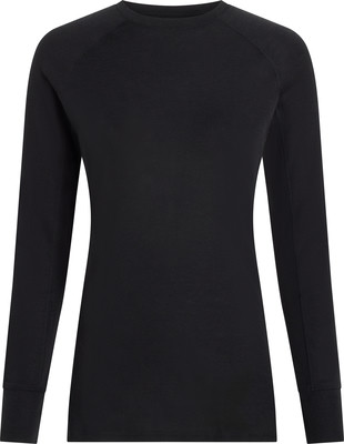 Schwarzes Langarmshirt mit Rundhalsausschnitt. Schwarzes Langarmshirt mit Rundhalsausschnitt.
