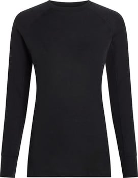 Schwarzes Langarmshirt mit Rundhalsausschnitt.
