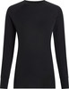 Schwarzes Langarmshirt mit Rundhalsausschnitt.