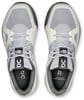 Oberansicht eines Paares grauer Tennisschuhe mit weißen Details.