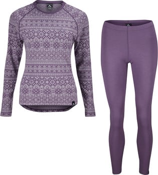 Lila Thermounterwäsche-Set für Damen mit Norwegermuster.