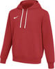 Roter Kapuzenpullover mit weißem Kordelzug, Nike-Logo auf der Brust.