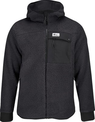 Schwarze Fleecejacke mit Kapuze und Reißverschlusstasche mit Logo. Schwarze Fleecejacke mit Kapuze und Reißverschlusstasche mit Logo.