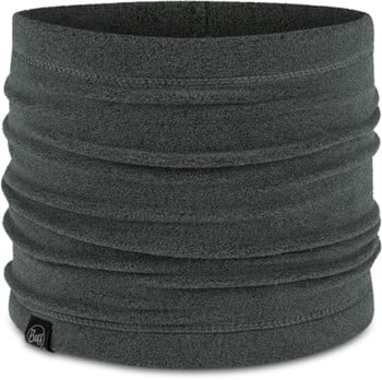 Dunkelgrauer Fleece-Schlauchschal von Buff mit Logo.