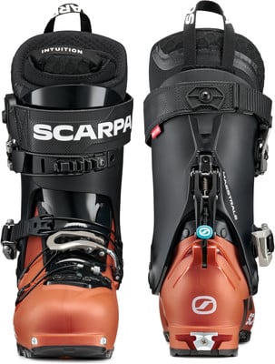 Scarpa Maestrale Skischuhe in Orange und Schwarz. Scarpa Maestrale Skischuhe in Orange und Schwarz.